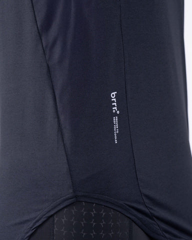 Close-up view of a Black cooling tank top by qynda.