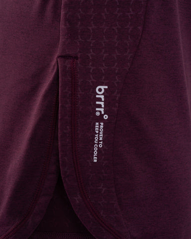 Close-up view of a maroon OFOQ LONG SLEEVE T-SHIRT by qynda.