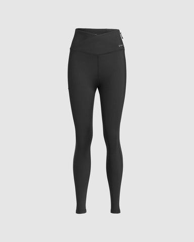 Stylish Black LADINA LEGGINGS by Qynda with a high waistband and better fitting, zipper detail on white background.
