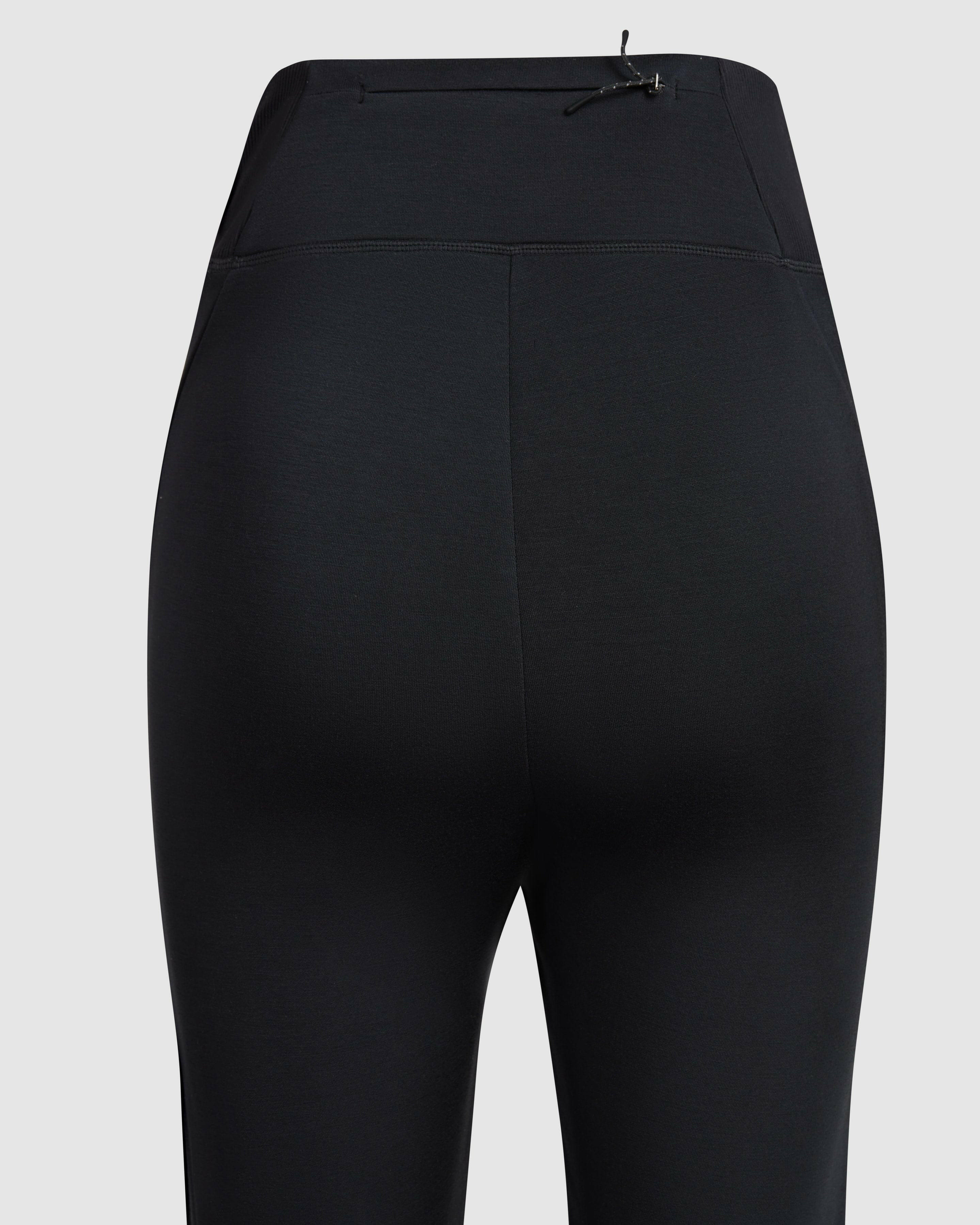 Close View of Classic black Modest JOG JOGGER by Qynda in light fabric on a white background.